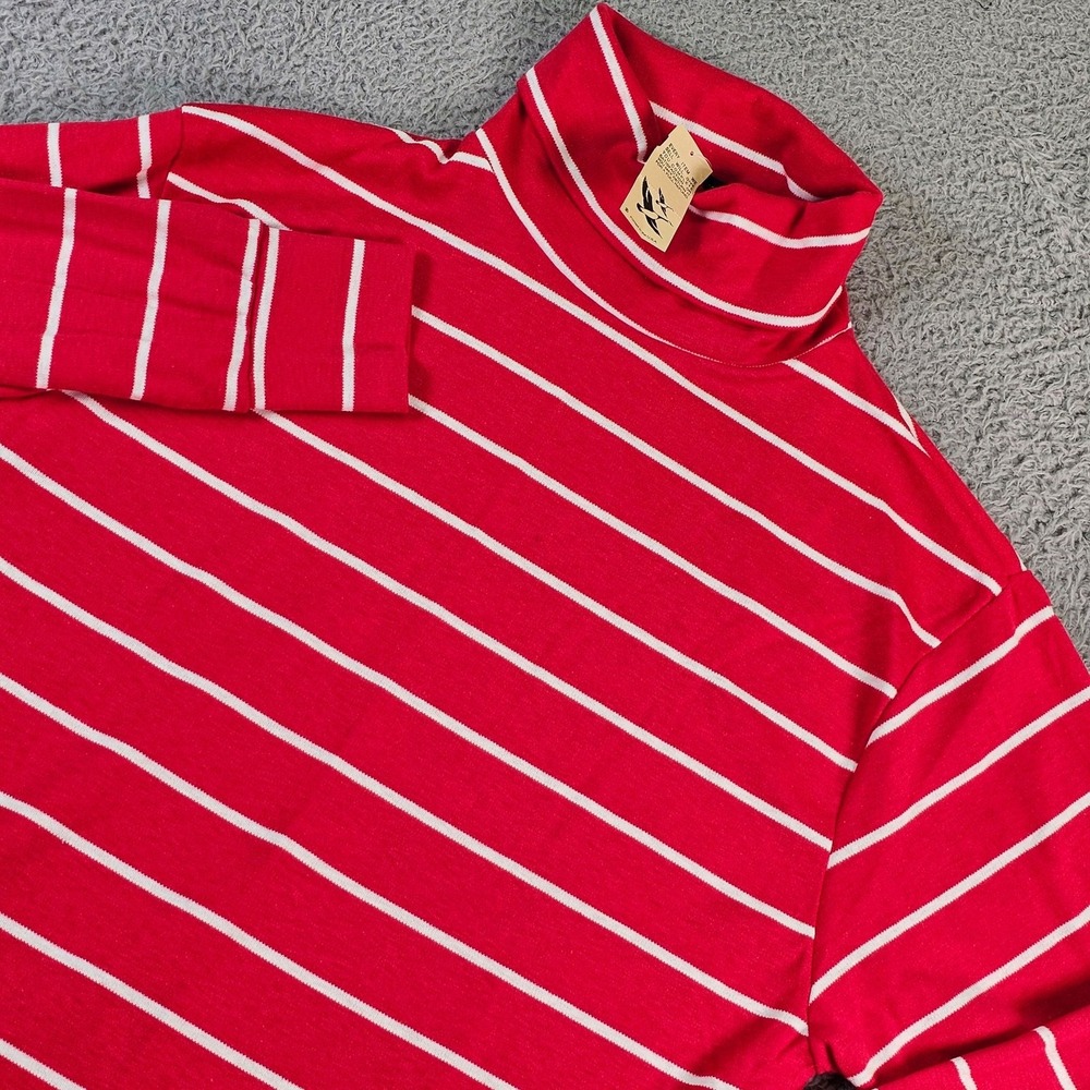 Vintage Eddie Bauer Turtleneck Shirt Mens Large Red Striped Long Sleeve USA 90s